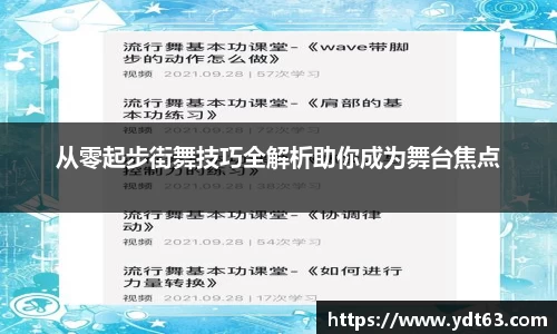 从零起步街舞技巧全解析助你成为舞台焦点
